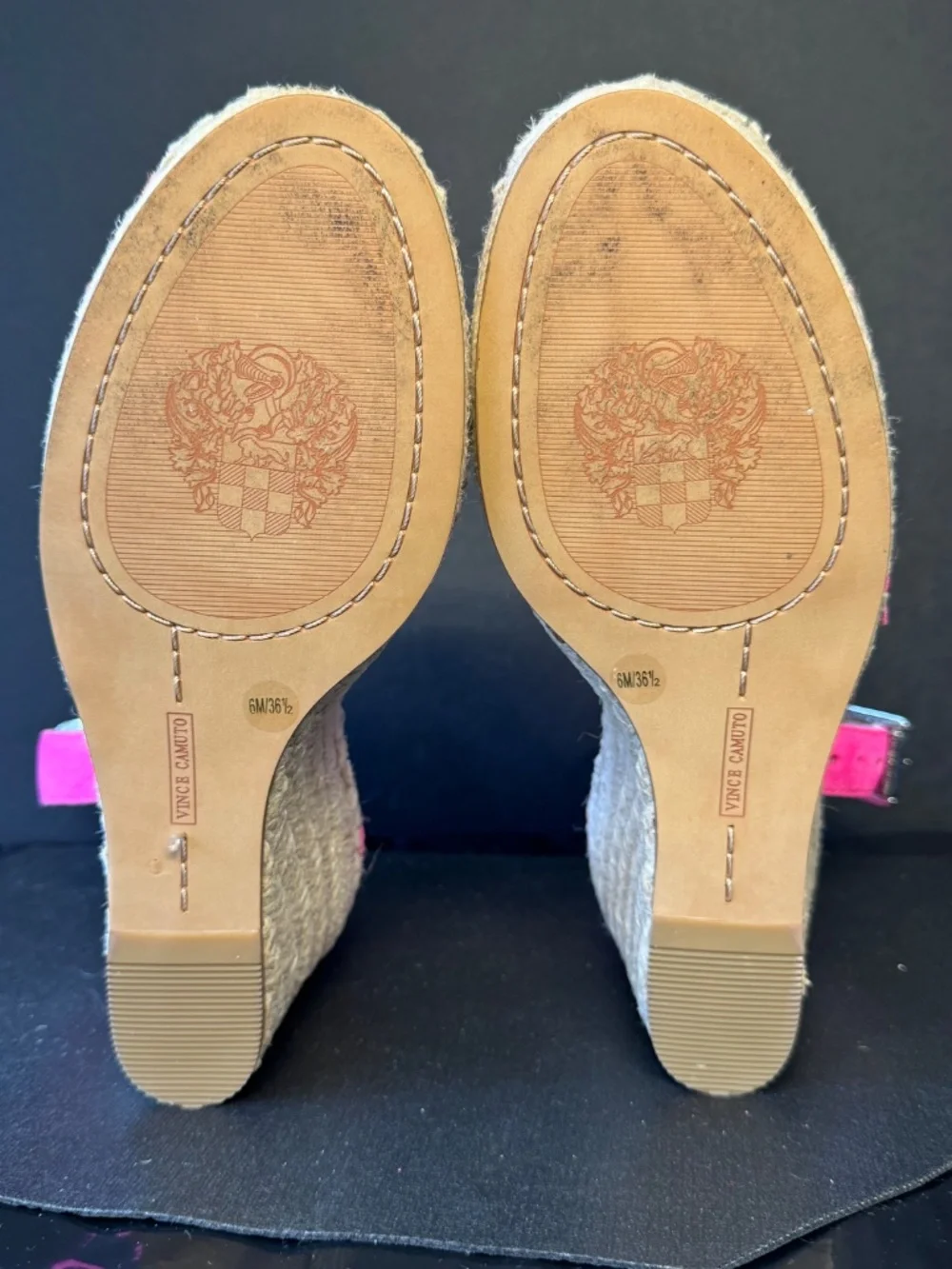 Vince Camuto Pink Suede Espadrille Wedge Sandals Ankle Strap Size 6.5